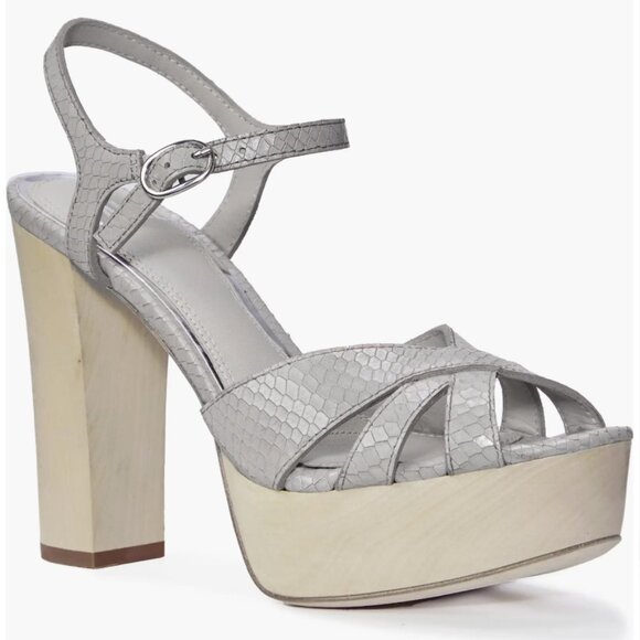 Paige Cassie Snake-Embossed Leather Platform Sandals - Picture 3 of 5